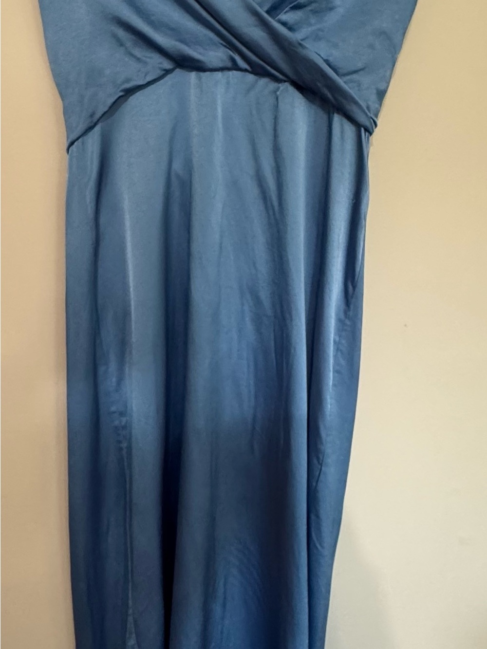 Zara Satin Cowl Midi Dress in Light Blue